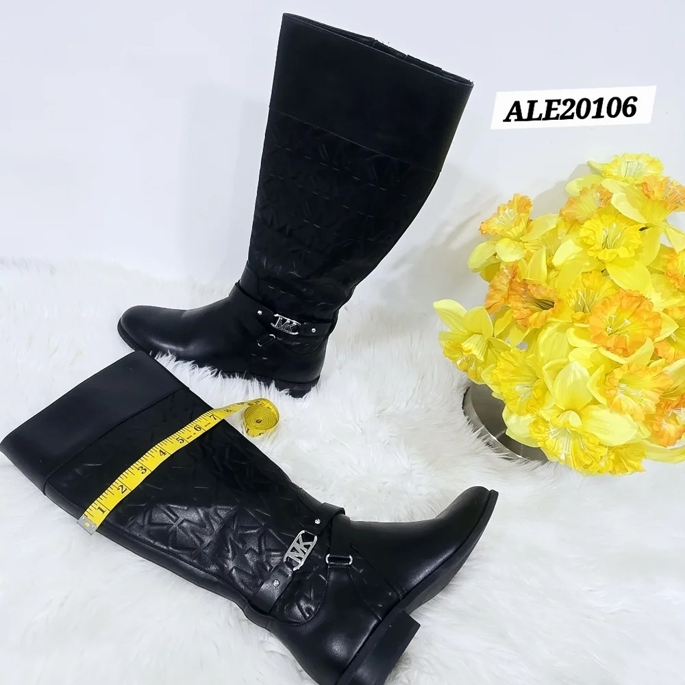 Michael Kors Black Over the Knee Boots with Quilted Design Size 9 1/2M